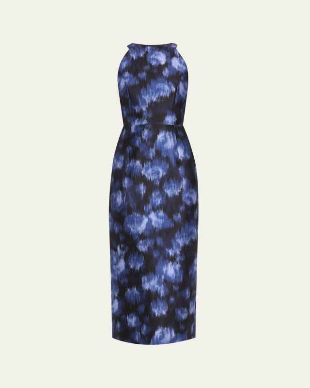 Abstract Halter Cutout Midi Dress